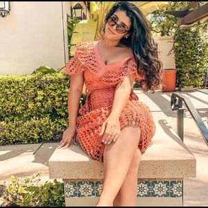 Of the shoulder crotchet dress from L’atiste